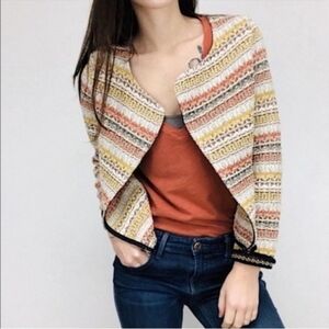 Zara Trafaluc Cardigan Tweed Multicolor Jacket Size M
